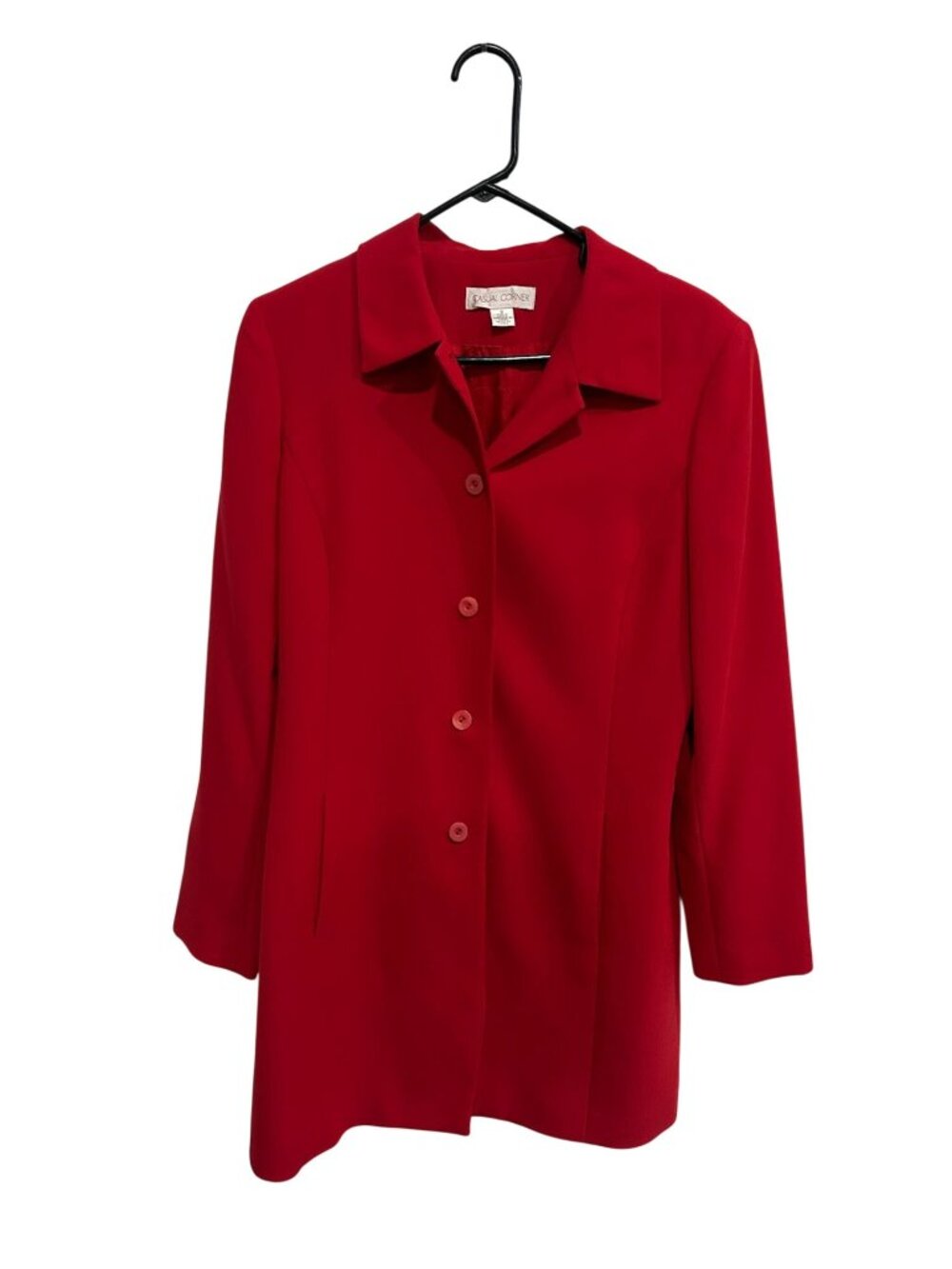 Casual Corner 8 Red Button-Up Blazer Jacket Classic Retro Vintage Academia
